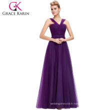 Grace Karin élégante les dernières robes de soirée design sans manches robe robe de soirée longue robe de bal Tulle GK000064-1